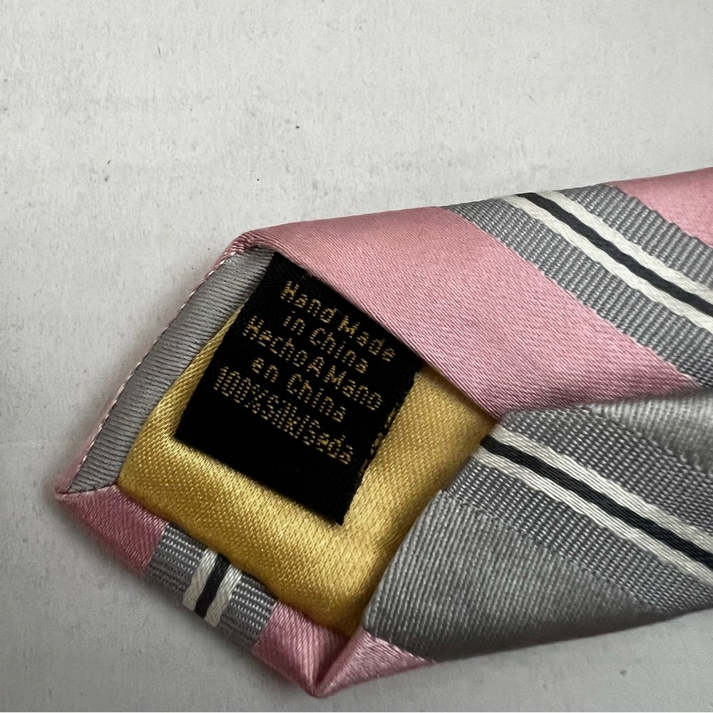 Donald TRUMP Signature Collection Handmade 100% Silk Designer Tie Gray Striped - Picture 6 of 10
